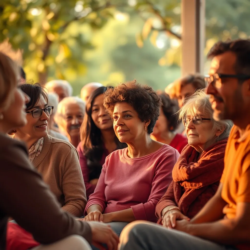 People of diverse backgrounds finding support and connection through therapy and mental health care